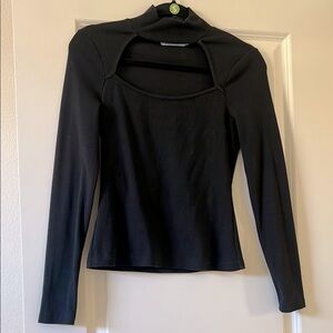 Shoe Dazzle Black Knit Cut Out Blouse Shirt Size Small